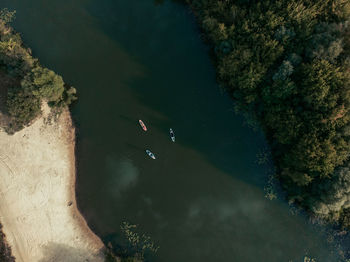 Aerial view of boats in river