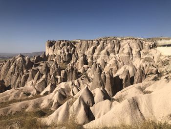 Rock formations on landscape against clear sky