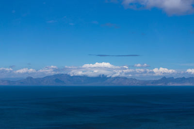 Scenic view of sea against blue sky