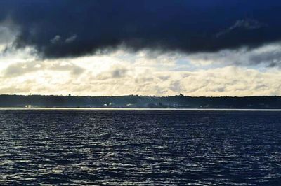 Scenic view of sea against cloudy sky