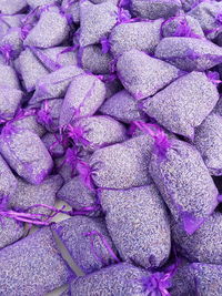 High angle view of purple for sale in market