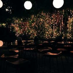 Illuminated restaurant at night