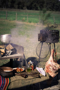 Food on table at yard