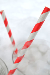 Close-up of flags against the sky