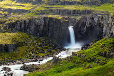 Scenic view of waterfall