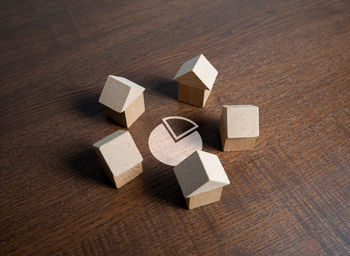 High angle view of toy blocks on table