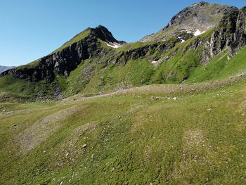 Scenic view of mountains against clear sky