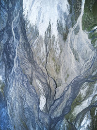 High angle view of sunlight falling on rock