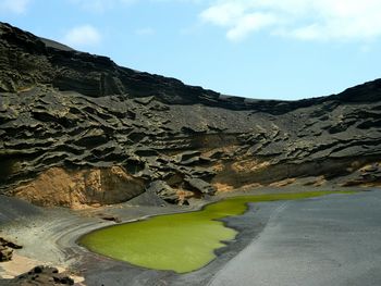 Scenic view of mountains against cloudy sky