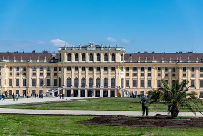 View of building against clear blue sky