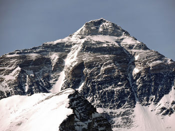 Scenic view of snowcapped everest against clear sky on the tibetan side