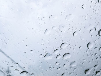 Full frame shot of raindrops on window