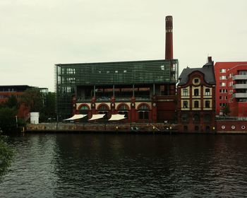 View of river with buildings in background