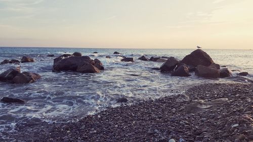 Scenic view of sea against sky during sunset