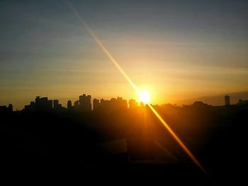 Silhouette of buildings at sunset