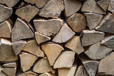 Full frame shot of logs in forest