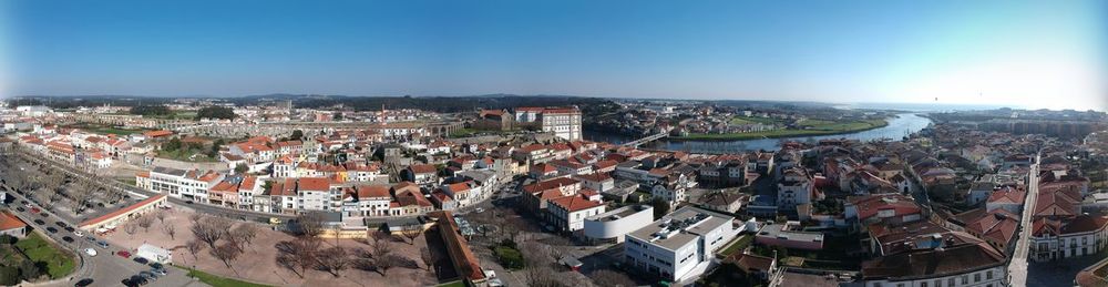 High angle view of cityscape against sky