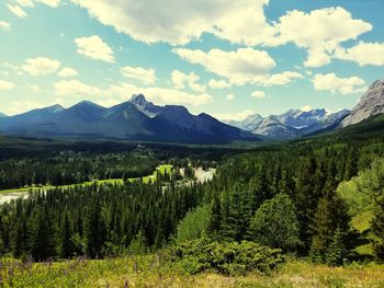 Scenic view of mountains against sky