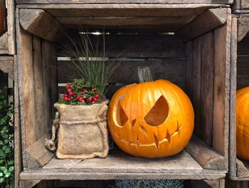 View of pumpkin on wooden table
