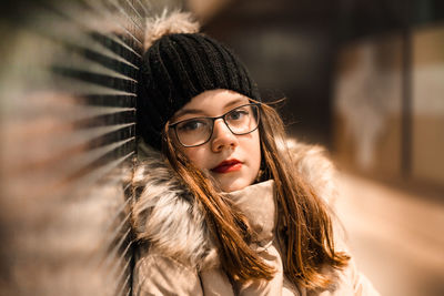 Portrait of teenage girl during winter