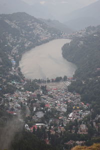 High angle view of townscape against sky