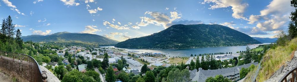 Panoramic view of mountains against sky