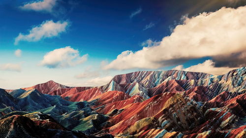 Mount viniknka ,rainbow mountain in the cusco region of peru 