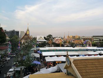 High angle view of buildings in city