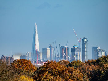 Panoramic view of modern buildings against sky