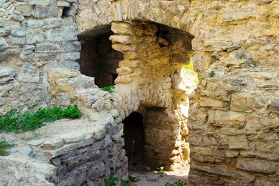 Close-up view of stone wall