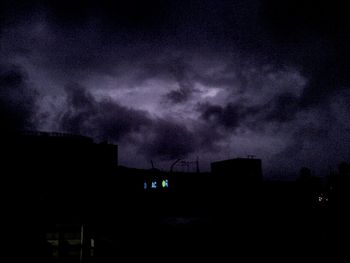 Low angle view of buildings against cloudy sky