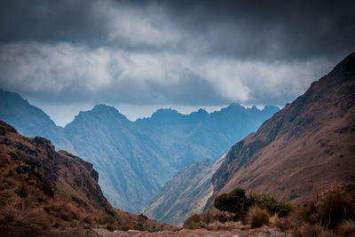 Panoramic view of mountains against sky