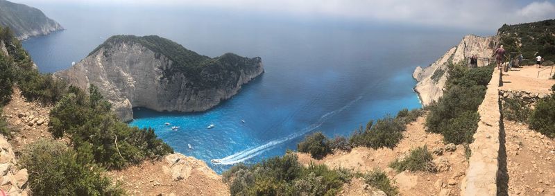 High angle view of beach by sea