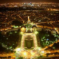Aerial view of illuminated cityscape