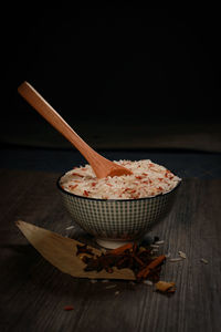 Close-up of ice cream on table