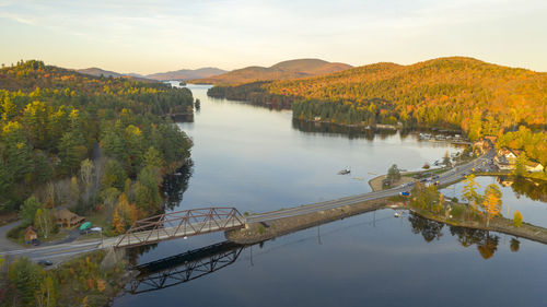 Scenic view of lake against sky during autumn