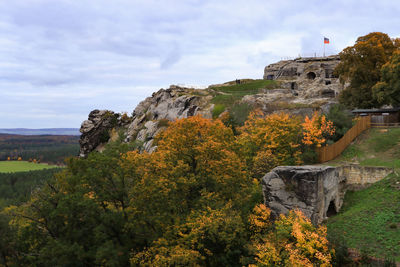 View of fort on mountain against sky