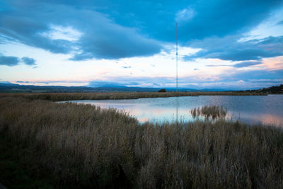 Scenic view of lake against sky