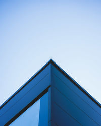 Low angle view of modern building against clear sky