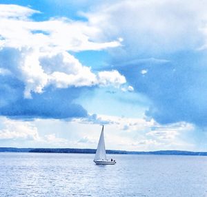 Boat sailing in sea