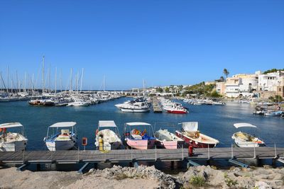 Boats moored in harbor