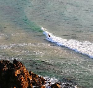 High angle view of people on beach