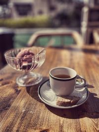 Coffee cup on table