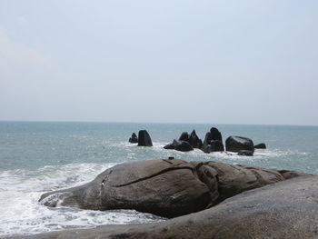 Scenic view of sea against clear sky