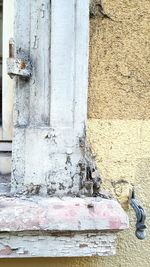 Close-up of old wooden window