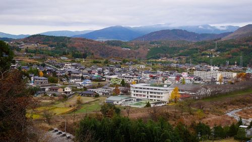 High angle view of town