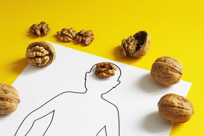 High angle view of cookies on table