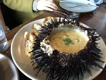 High angle view of ice cream in bowl