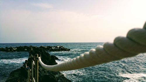 Close-up of sea against clear sky