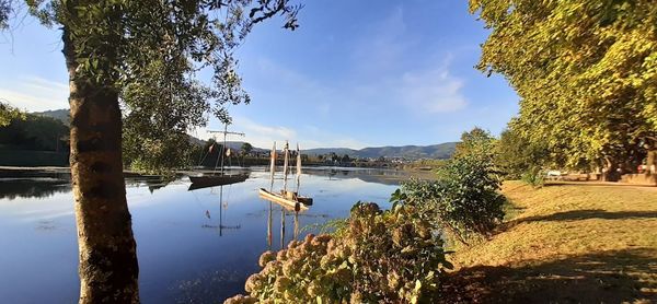 Scenic view of lake against sky